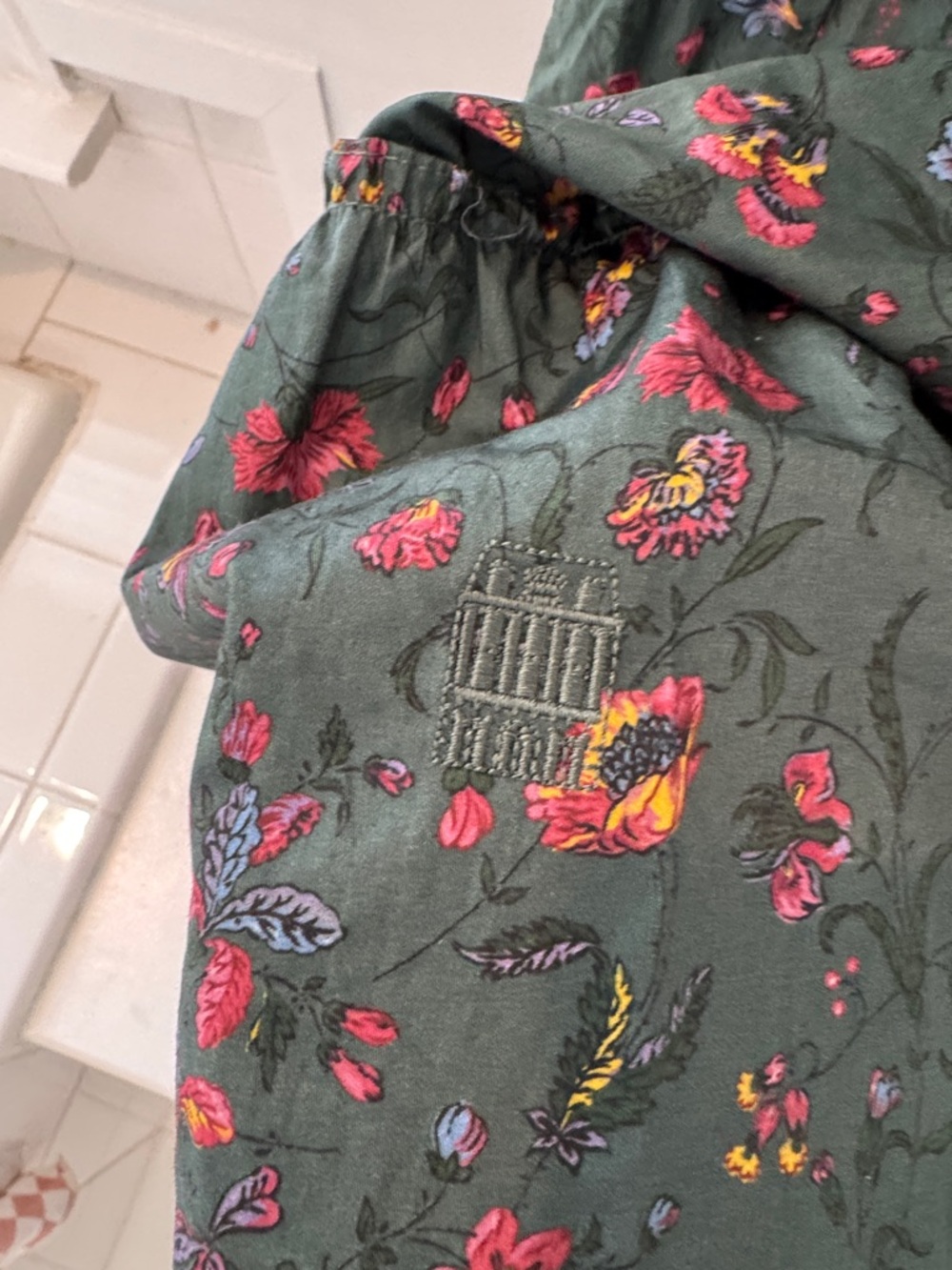 Hill House Home Ellie Smocked Ruffle Strap Floral Midi Dress - Green - Picture 3 of 4